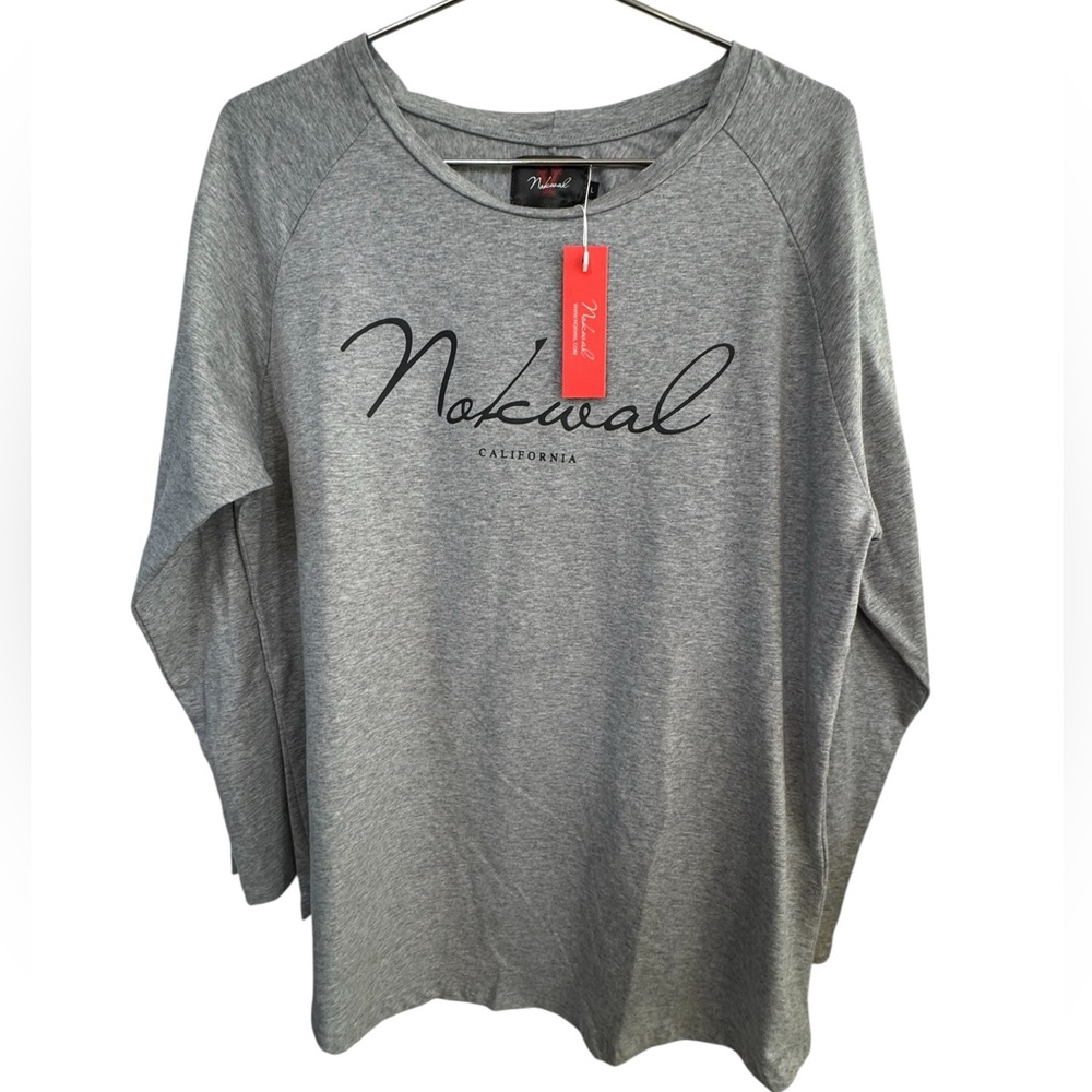 High End Nokwal California Spandex Blend Gray Women's Long Sleeve T-Shirt NWT